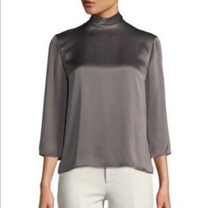 Vince Iron Silk Mock Neck Blouse